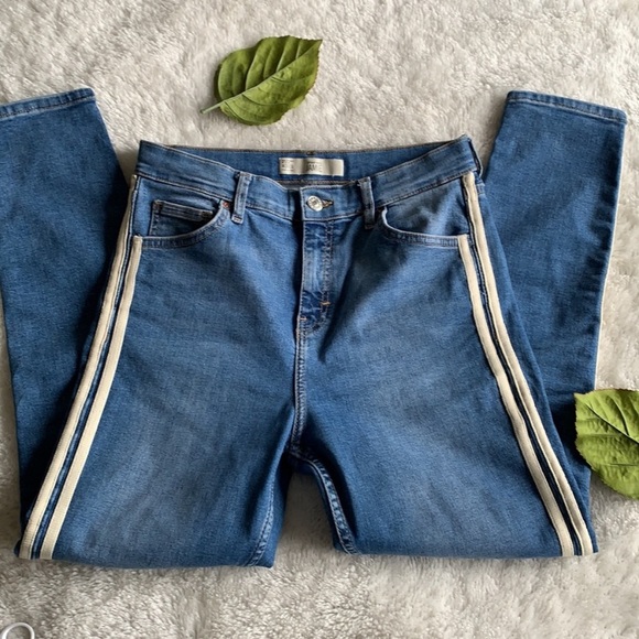 TopShop MOTO Jamie Side Stripe Cropped 30 - Picture 3 of 9